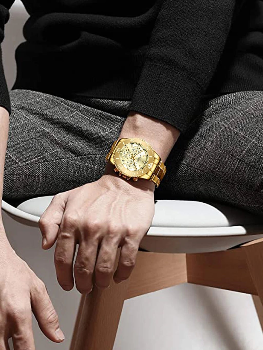 BIDEN Men's sports watch, chronograph, waterproof date simulation quartz watch, men's business watch