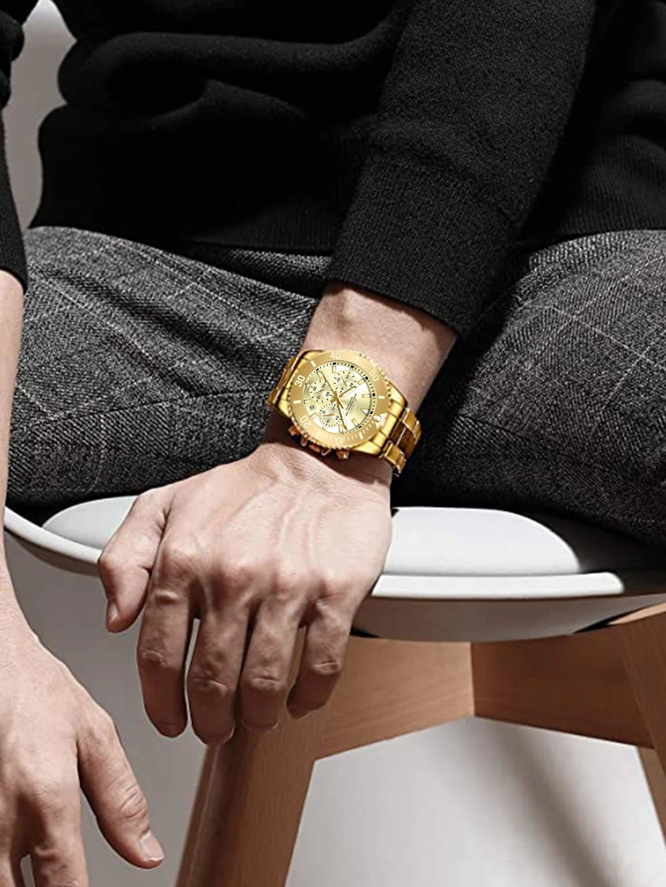 BIDEN Men's sports watch, chronograph, waterproof date simulation quartz watch, men's business watch