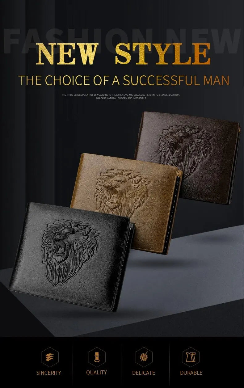 Wallet Men's Personalized Three-Fold 3D Embossed Wallet Multi-Card Credit Card Holder Zipper Coin Short Wallet Men