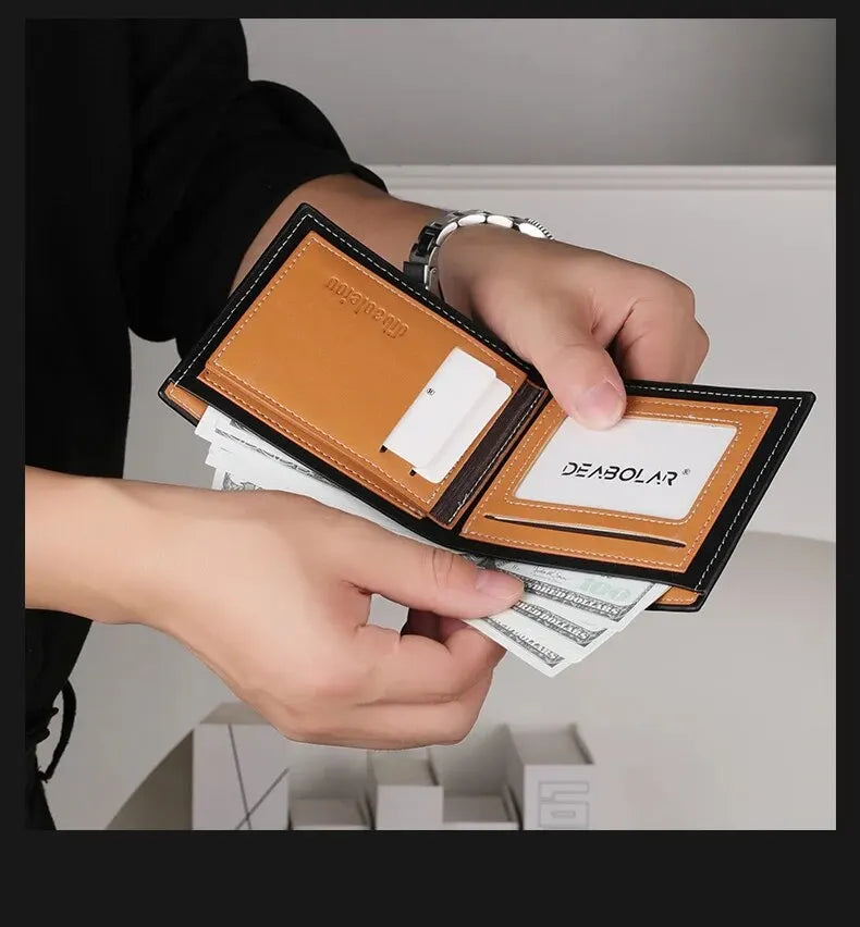 Wallet Men's Personalized Three-Fold 3D Embossed Wallet Multi-Card Credit Card Holder Zipper Coin Short Wallet Men