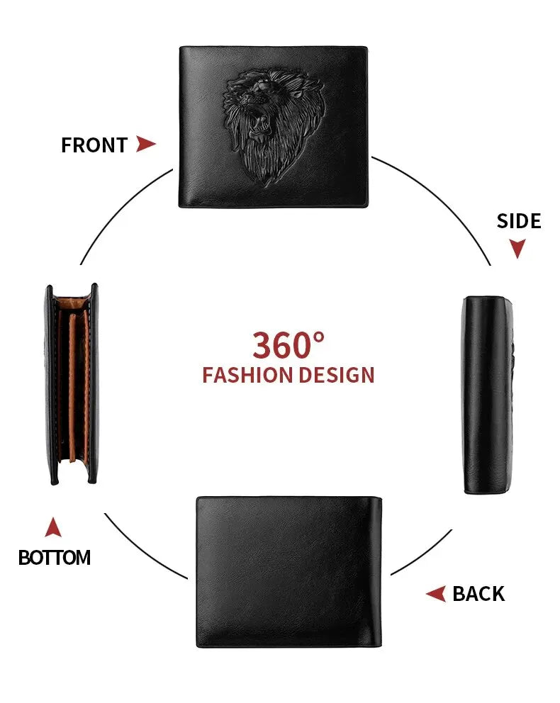 Wallet Men's Personalized Three-Fold 3D Embossed Wallet Multi-Card Credit Card Holder Zipper Coin Short Wallet Men