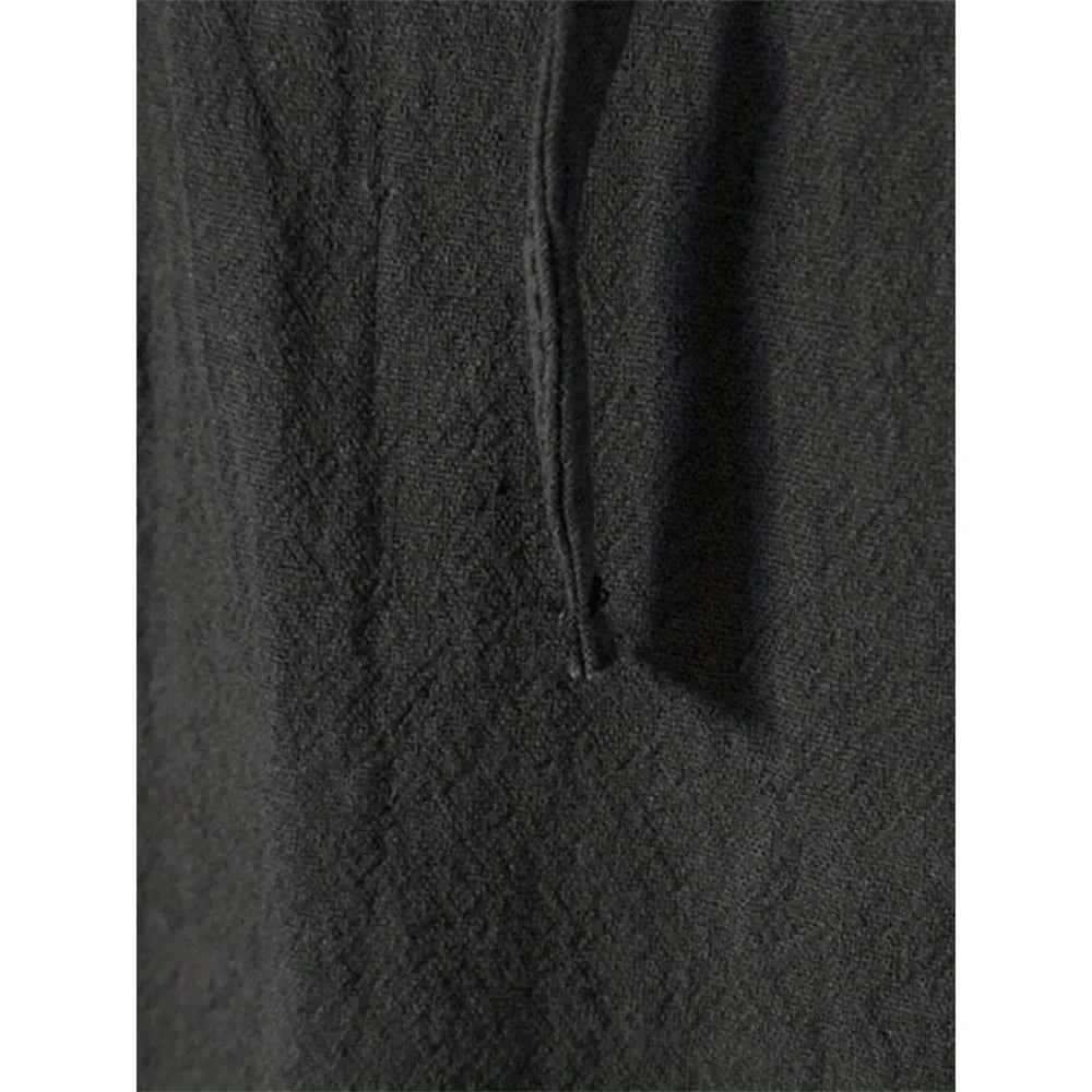 Men's Retro Shirt Short Sleeve Cotton Linen Lightweight Breathable Solid Color Fashion Tops Pirate V-neck Male Stylish Shirs