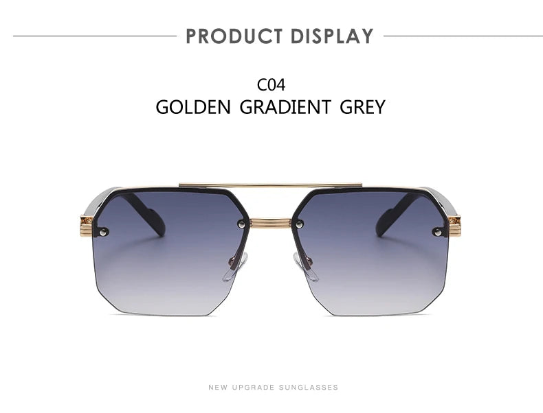 Men's Metal Sunglasses Square Half Frame Rice Nails Casual Trend Personality Retro Fashion Outdoor Sports Eyeglasses