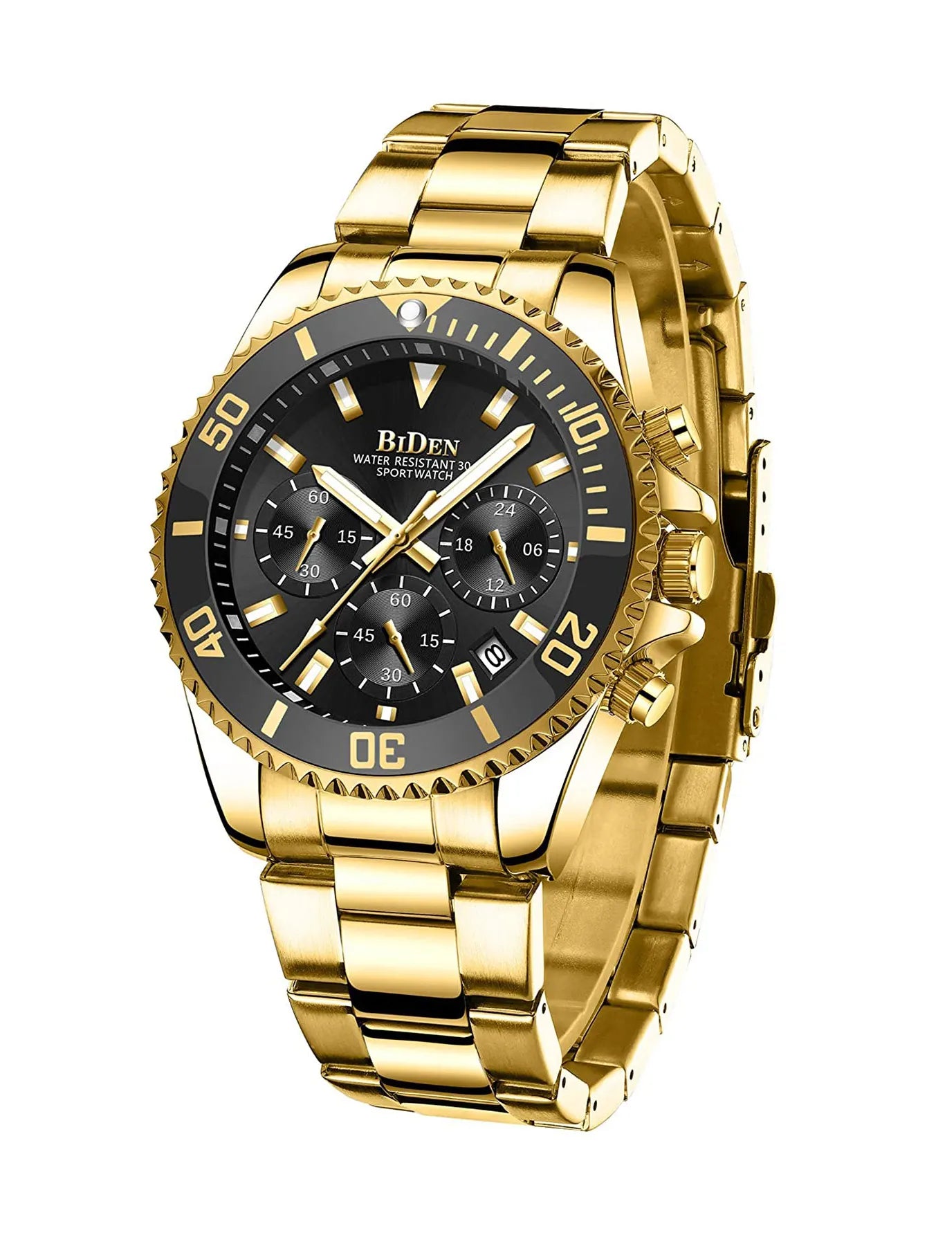 BIDEN Men's sports watch, chronograph, waterproof date simulation quartz watch, men's business watch