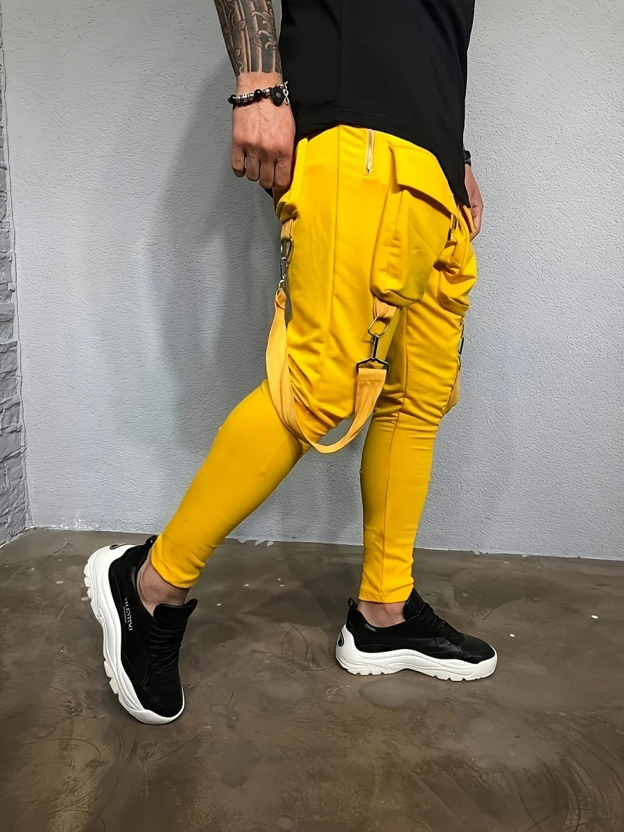 Men's New Spring And Fall Fashion Pants Hip hop Large Pocket Casual Slim-fit Sweatpants Men's Small Feet Cargo Pants