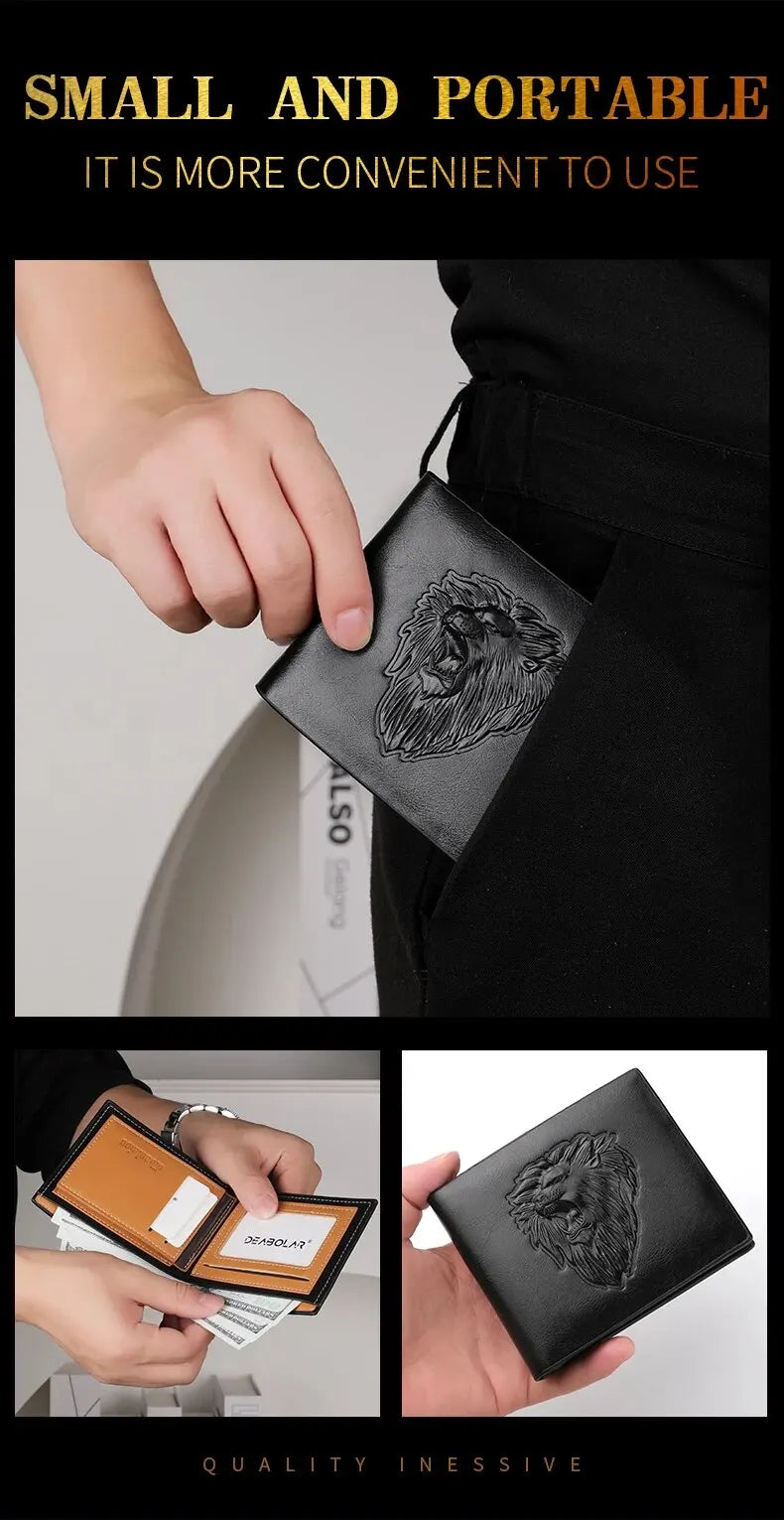 Wallet Men's Personalized Three-Fold 3D Embossed Wallet Multi-Card Credit Card Holder Zipper Coin Short Wallet Men