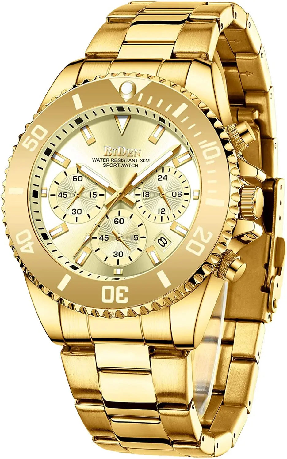 BIDEN Men's sports watch, chronograph, waterproof date simulation quartz watch, men's business watch