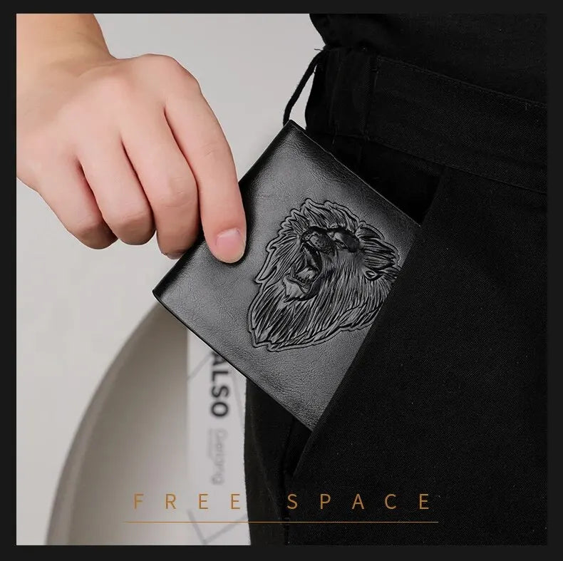 Wallet Men's Personalized Three-Fold 3D Embossed Wallet Multi-Card Credit Card Holder Zipper Coin Short Wallet Men