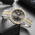 Hot Sale Diamond Bling Watch Men Gold Color Luxury Gift Quartz Watches Male Clock Dropshipping  Rhinestone Calendar Wristwatch