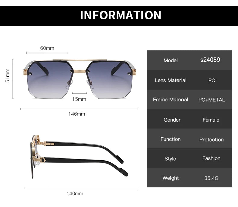Men's Metal Sunglasses Square Half Frame Rice Nails Casual Trend Personality Retro Fashion Outdoor Sports Eyeglasses