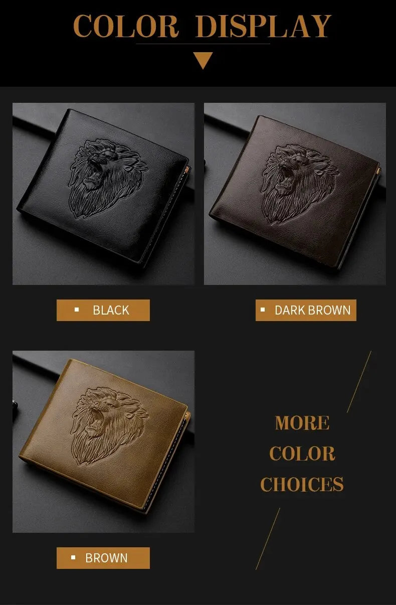 Wallet Men's Personalized Three-Fold 3D Embossed Wallet Multi-Card Credit Card Holder Zipper Coin Short Wallet Men
