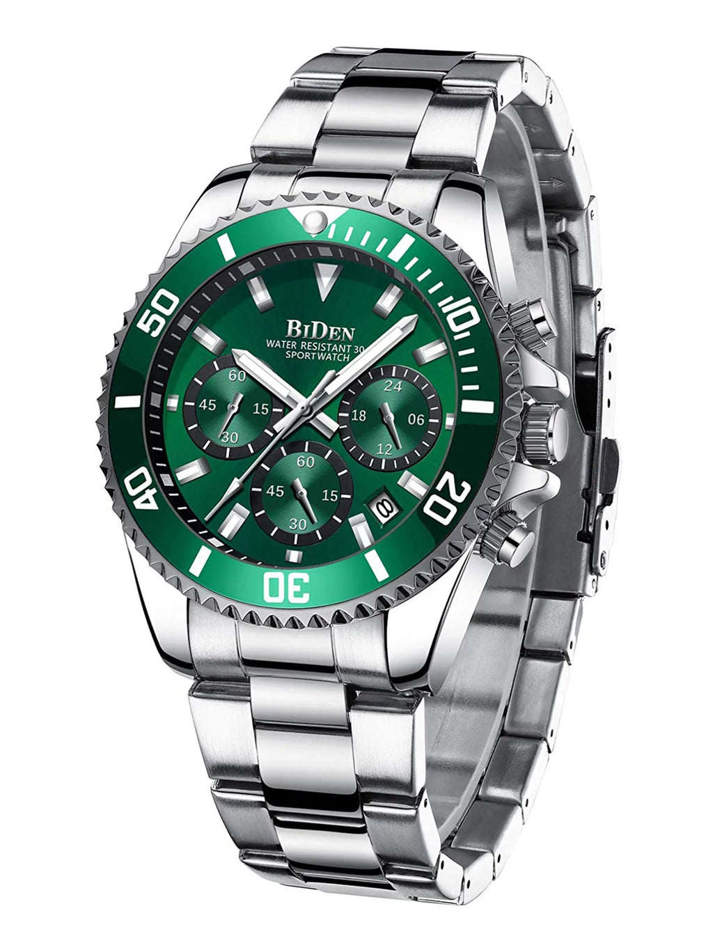 BIDEN Men's sports watch, chronograph, waterproof date simulation quartz watch, men's business watch