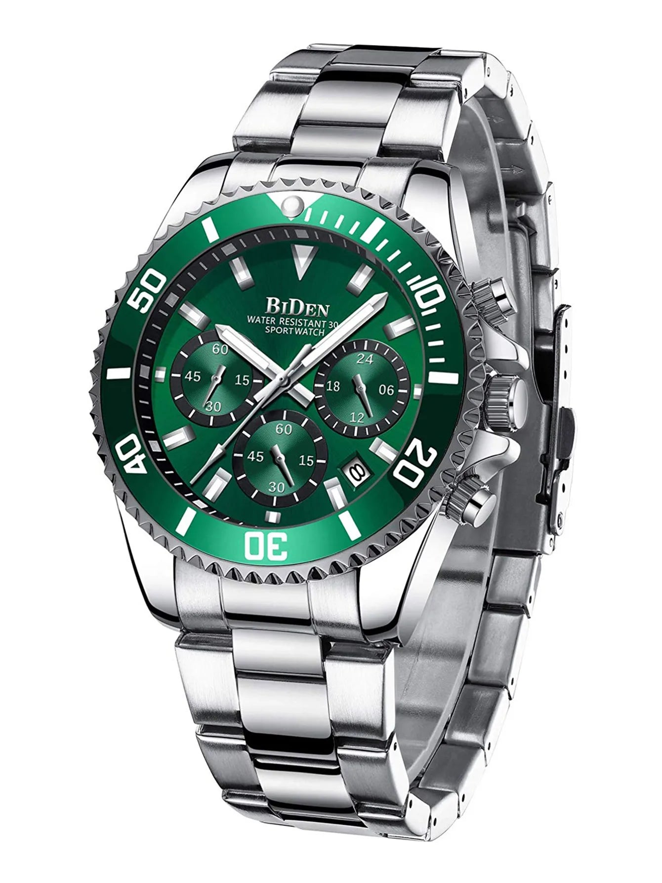 BIDEN Men's sports watch, chronograph, waterproof date simulation quartz watch, men's business watch